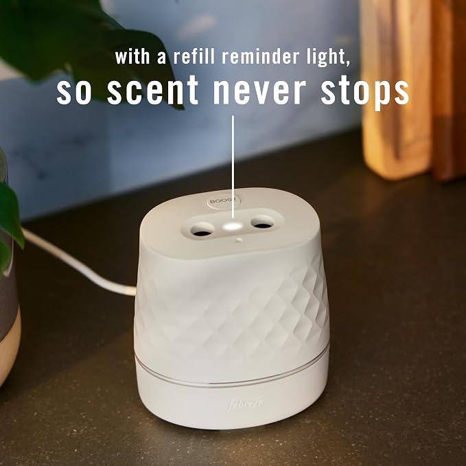 Febreze Plug Scent Booster in White, Continuous Scent Device Oil Diffuser, Compatible with Febreze Air Freshener Plug in Refills - Refills not Included