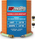 3/8" ID Pressure Washer Hose 100 ft, 4800 PSI Steel-Braided & Durable - Flexible & Kink-Resistant, Power Washer Hose with Swivel Quick Connect & M22-14mm Adapter, Hot/Cold Water Compatible