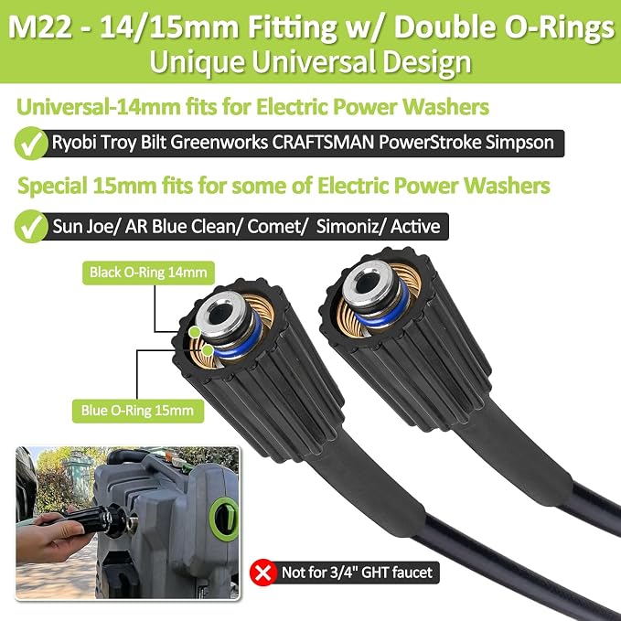 Bear Force Replacement Spray Gun with Extension Wand & 32FT Hose Kit, Compatible with Some of Ryobi, Greenworks, Craftsman, Kar-cher, SunJoe, Westinghouse, LWQ Electric Pressure Washer Max 1900 PSI