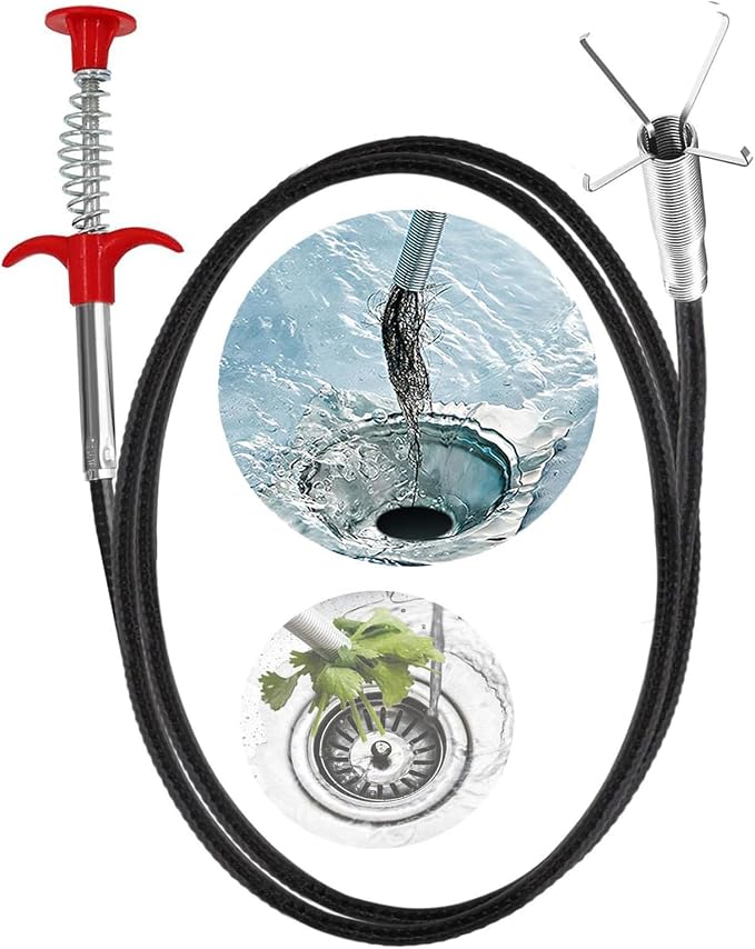 Drain Snake,33 inch Flexible Grabber Claw Pick Up Reacher Tool,Drain Clog Remover - Gutter Cleaning Tools for Home Sink, Bathroom Tub,Drain, Toilet, Tight Spaces