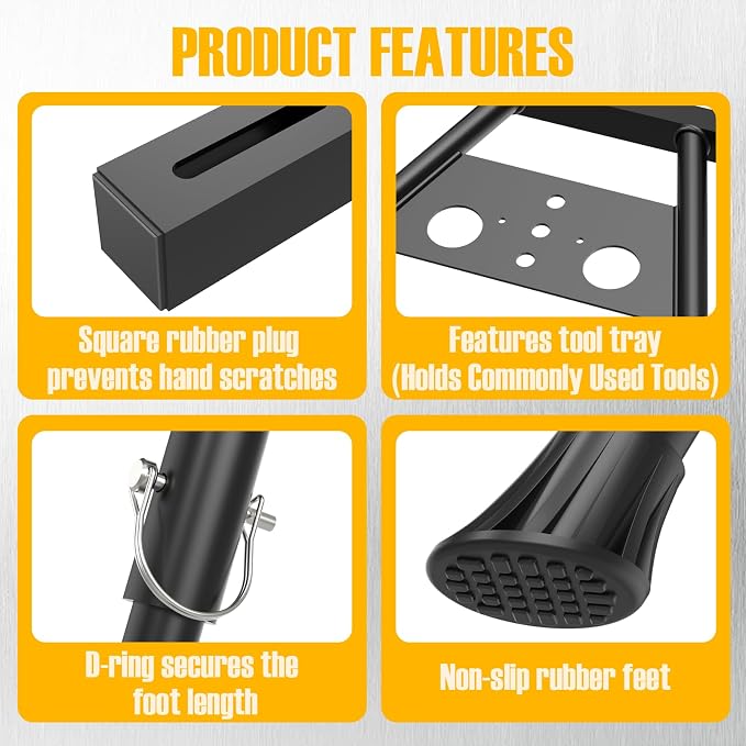 Extension Ladder Stabilizer, Extended Ladder Standoff with Tool Tray | Lightweight Aluminum Ladder Accessory for Roof Gutters, Walls ＆ Windows, Anti-Slip Rubber Feet, Adjustable Length 22 - 29.5"