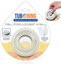 TubRing Pop-Up Drain Protector & Strainer Silicone Hair Catcher, White | Easy snap-in design fits around bathtub stoppers. Customizable utility guard for clog prevention. Fits 1.85"- 2.16" drains.