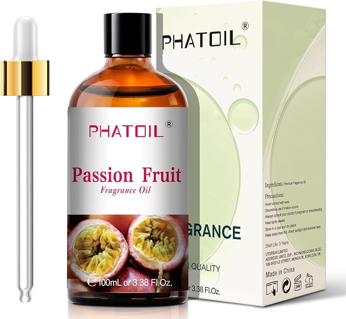 PHATOIL Passion Fruit Fragrance Oil for Diffuser Aromatherapy 3.38FL.OZ | Long Lasting Scented Oils For Humidifier, Air Freshener, DIY Soap Candle, Scent Project Making, Aroma Oil for Home Freshening