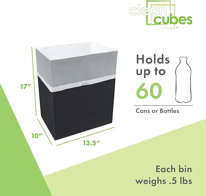 13 Gallon Disposable Pop-Up Trash Cans (3-Pack) with Fitted Bags – Foldable Garbage & Recycling Bins for Parties, Events & Kitchen (Black, 17" H x 13.5" W x 10" D)
