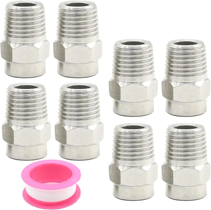 VIKKSAER 8 Pcs Stainless Steel Surface Cleaner Tips with 2.5 Orifice, 1/4'' Male NPT 4000 PSI Threaded Spray Nozzles, Surface Cleaner Tips for Pressure Washer Nozzles