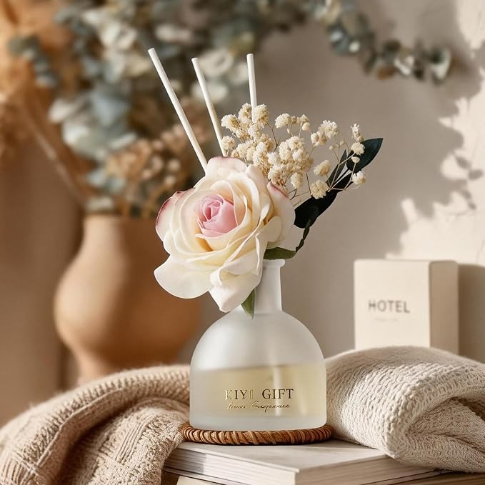 Reed Diffuser Set, 4.06 oz Scent Diffuser with 6 Sticks,Home Fragrance,Reed Diffuser for Bathroom Shelf Decor Crisp Linen