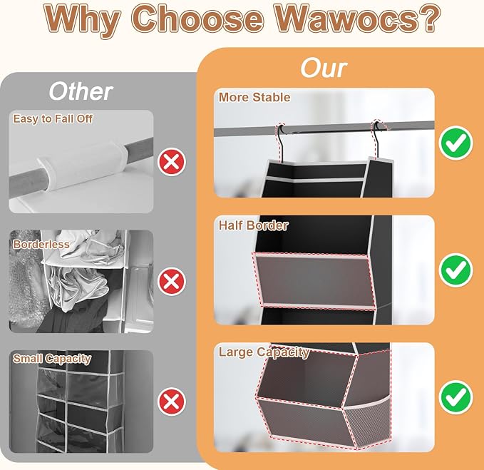 Hanging Closet Organizer Bins for Closet Organization Storage 4 Shelf Black