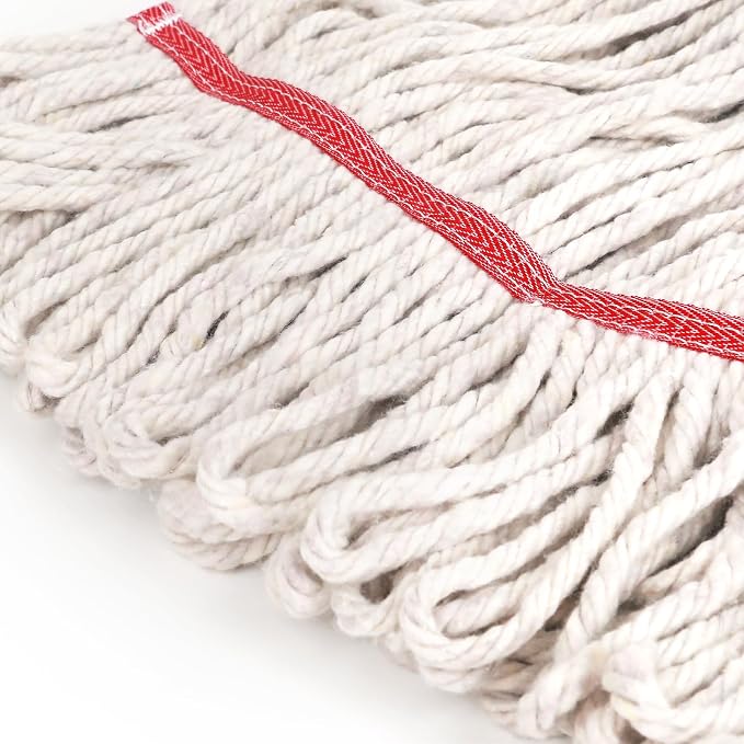 Matthew Cleaning Pack of 12 Heavy Duty Commercial White Mop Head Replacement for General and Floor Cleaning,Wet Industrial Blend Cotton Looped End String Head Refill