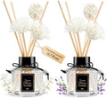 English Pear & Freesia + Lavender Reed Diffuser for Bathroom, 2PCS 1.7 fl oz Essential Oil Diffuser Sticks | Home Air Freshener Fragrance with 6 Reeds for Diffuser | Smell Good for Home Shelf Decor