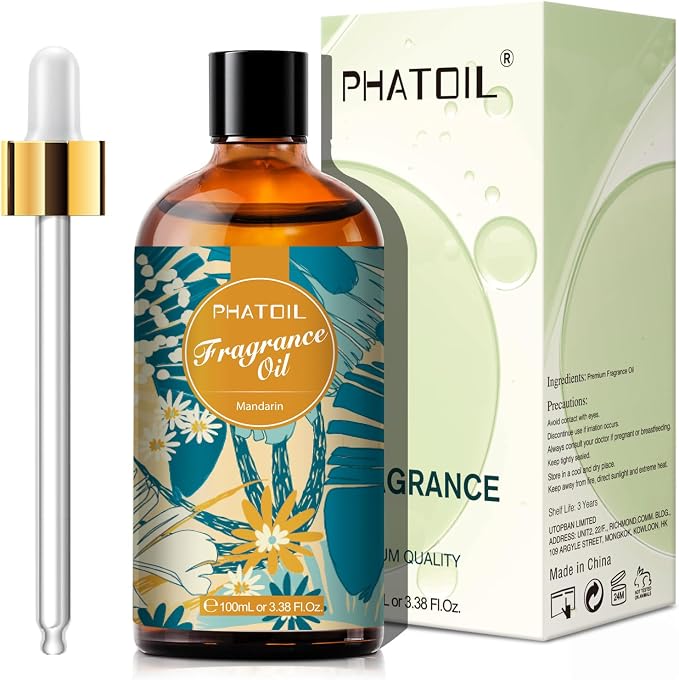 PHATOIL Mandarin Fragrance Oil for Diffuser Aromatherapy 3.38FL.OZ | Long Lasting Scented Oils For Humidifier, Air Freshener, DIY Soap Candle, Scent Project Making, Aroma Oil for Home Freshening