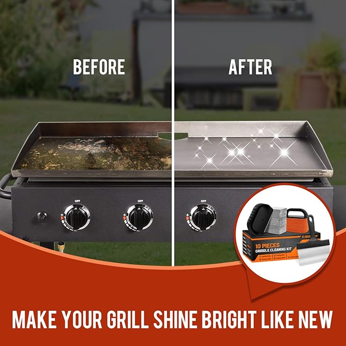 Griddle Cleaning Kit for Blackstone, Easy to Remove Stain | with Grill Stone, Griddle Scraper & Scouring pads