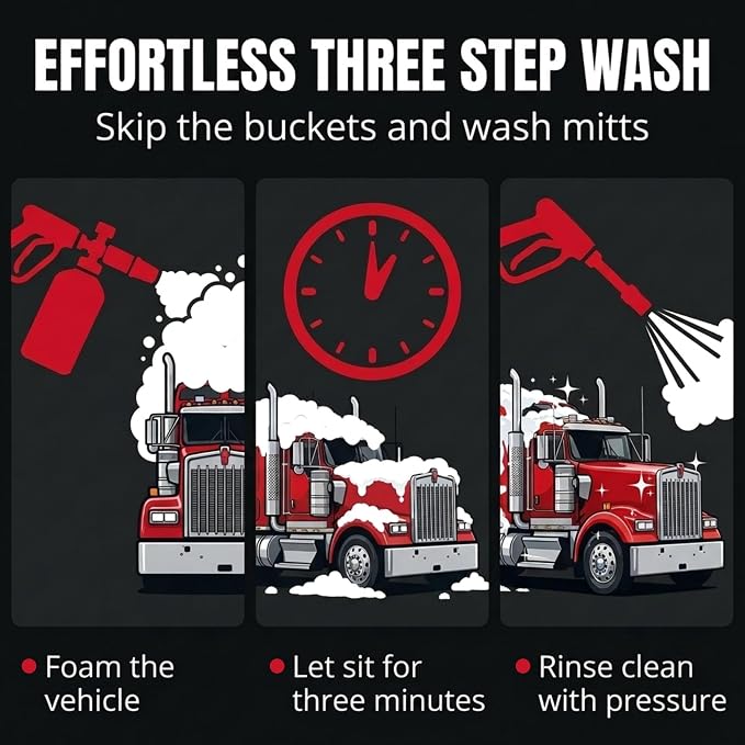 Wash Chems Pro50 Foam Cannon Car Wash - Touchless Detergent Soap - 1.06 Gal | Commercial Grade Auto Foam Cleaner, Car Wash Equipment Pressure Washer Soap, Concentrate Foam Cannon for Trucks & Tractors