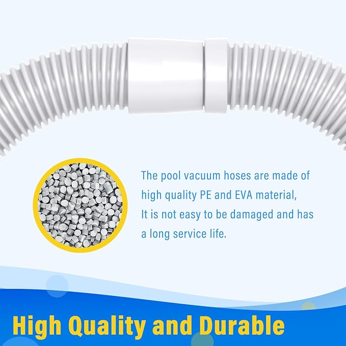 Universal Pool Vacuum Hose 48" Long Fit for Kreepy Krauly, Baracuda G3/G4, Hayward Navigator, Pool Vac Ultra and Most Automatic Pool Vacuum Cleaners, Swimming Pool Cleaner Suction Hose, 2 Pack