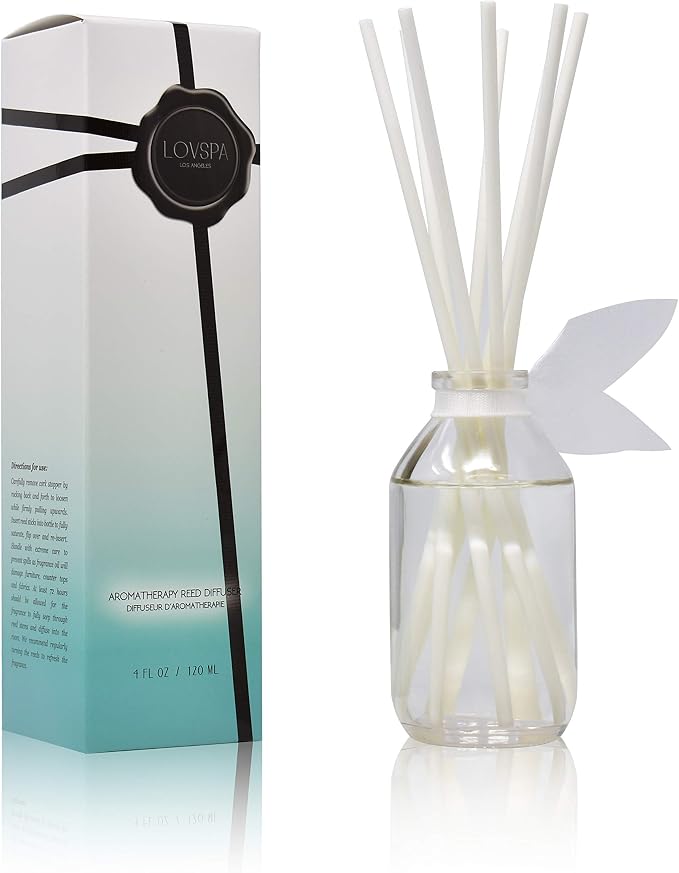 Reed Diffuser Set - Summer Linen Scented Diffuser with Sticks | Home Fragrance Reed Diffuser for Bedroom, Bathroom Shelf Décor - Made in the USA