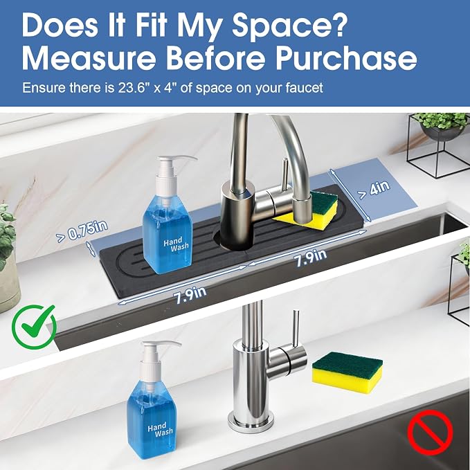 Stone Faucet Mat for Kitchen Sink, Water Absorbing Stone Faucet Splash Guard for Bathroom Counter, Stays Put, Super Absorbent Diatomite Fast Drying, Prevent Moisture for Kitchen Bathroom Counter