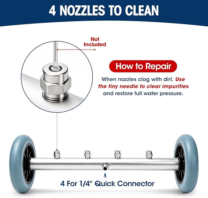 16 Inch Undercarriage Pressure Washer Attachment, Pressure Washer Undercarriage Cleaner, Under Car Washer Attachment with 3 Extension Wand, 4000 PSI