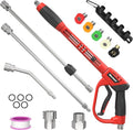 Pressure Washer Gun 5000PSI with Extension Wands，64 Inch | Pressure Washer Accessories with 1/4" Quick Connect Outlet, Car Wash Gun with 5 Nozzle Tips and M22-14mm to M22-15mm Adapters