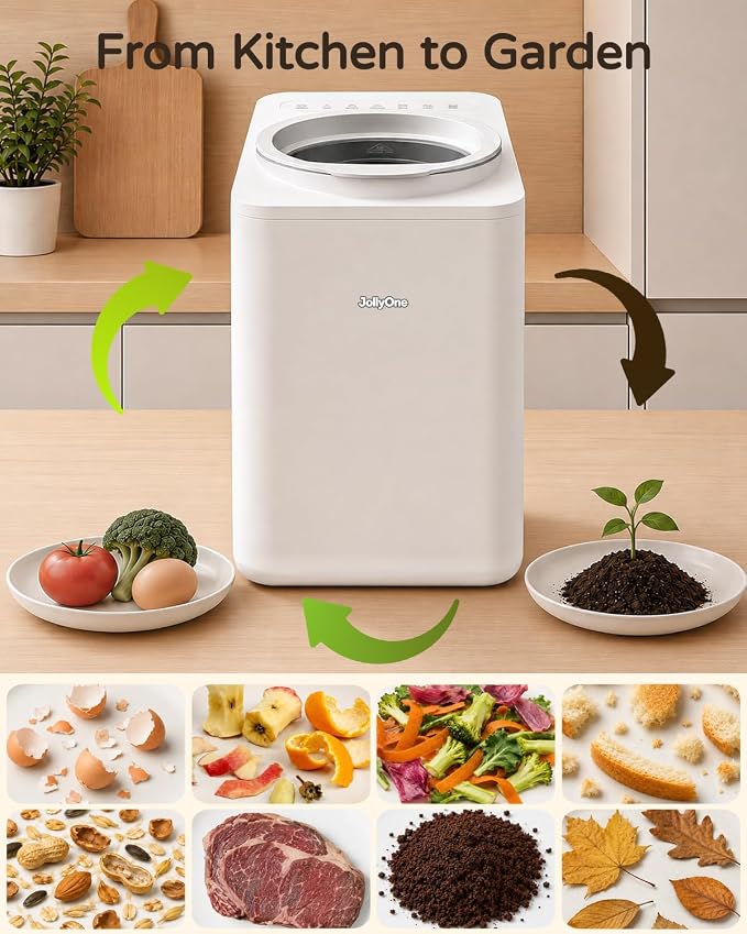 Odorless Electric Kitchen Composter 4.5L, Quiet ≤45dB for Home | Auto Clean, Large Carbon Filter Odor Control, Process Food Waste to Fertilizer in 4-8H, Countertop Mill Composter for Indoor