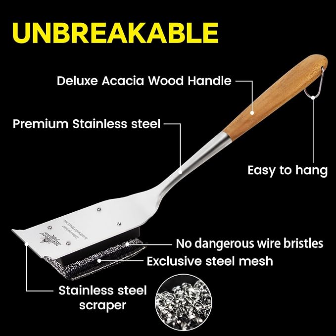 XUDAKAIXIN Grill Brush Bristle Free,Unique Steel Fibers Pad [Safe & Efficient] Perfect for Any Grill/Flat Tops Griddles,Safe Grill Cleaner for Outdoor Grill,Gifts for Men/Dad