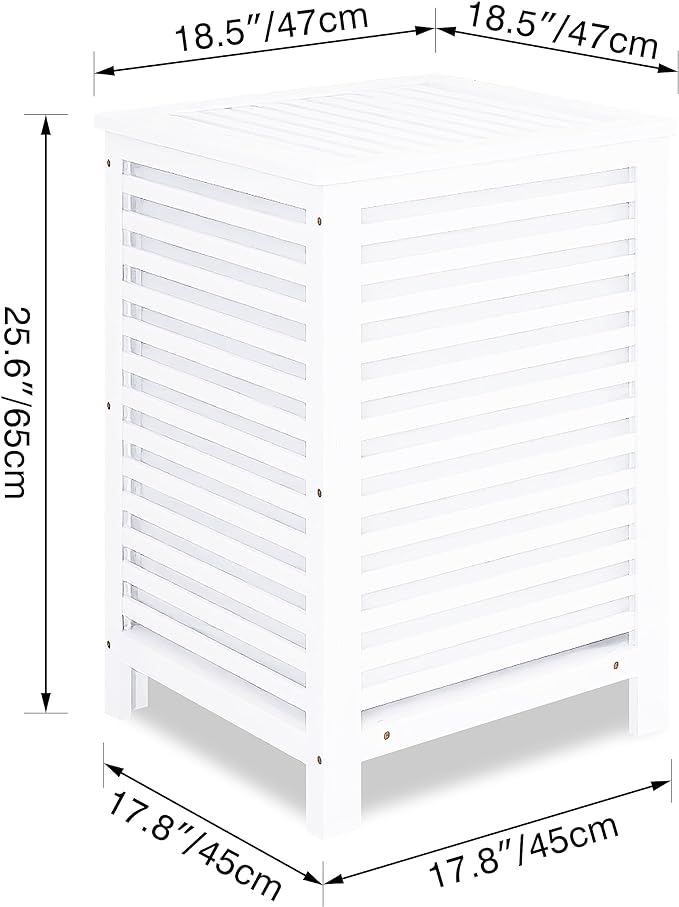 SMIBUY Double Laundry Hamper with Lid, 120L Bamboo Laundry Basket with Removable Liner Bag, 2-Section Clothes Divider Laundry Sorter for Laundry Room, Bathroom, Bedroom (White)