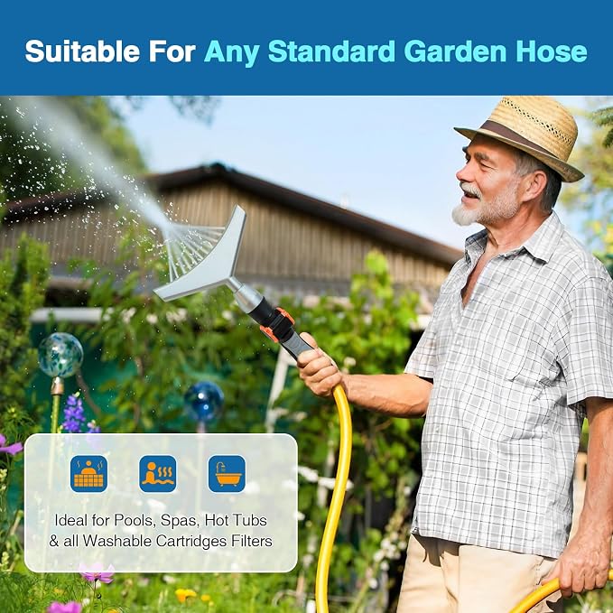 Premium Pool & Spa Filter Cartridge Cleaner, Removes Debris & Dirt from Pool Filters in Seconds, Heavy Duty & Durable Pool Cartridge Filter Cleaner, for a Clean Flow of Water Today