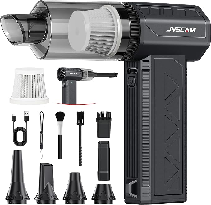 Compressed Air Duster&Vacuum Cleaner, 3-in-1 150000RPM Cordless Air Blower | Car Vacuum Cleaner with Brushless Motor Rechargeable 3-Speed,multiple nozzles for Computer Keyboard Home, Storage Bag Sealing