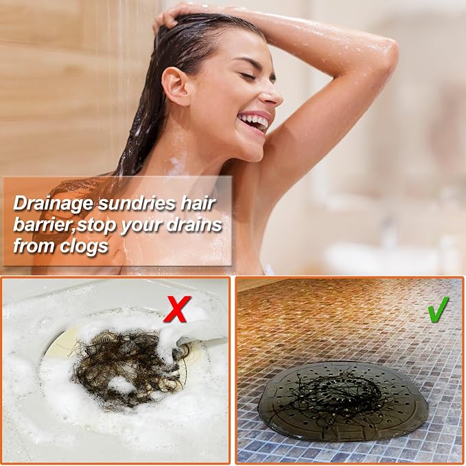 Bovinde Hair Drain Catcher,Square Cover for Shower 2 Pack (Black Brown) | Drainer Cover Silicone Hair Stopper with Suction Cups,Protector Accessories,Easy to Install Suit for Bathroom,Bathtub,Sink