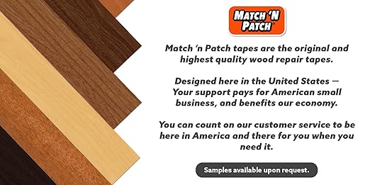 MATCH 'N PATCH Realistic Wood Grain Repair Tape - Durable Multi-Use Adhesive Tape for Furniture, Floors, Cabinets, Windows, Doors, RV, Home Decor & DIY Projects - Mahogany, 2.25 inch x 15 feet