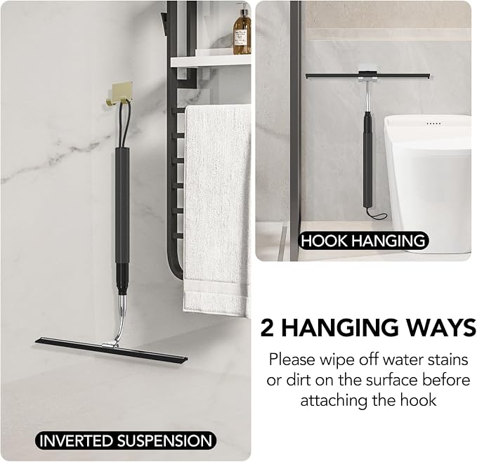 Shower Squeegee for Glass Doors, Telescopic Squeegee for Window Cleaning | 15-51" Shower Squeegee with Long Handle, Extendable Window Cleaner Tool for Tile Walls, Sliding Door, Floor, Car Windshield