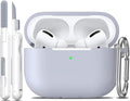 for AirPods Pro 2 Case, Soft Silicone Protective Cover with Keychain and Cleaning Pen, Compatible with AirPods Pro 2nd/1st Generation, Supports Wireless Charging, Light Grey