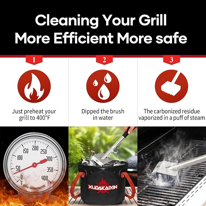 XUDAKAIXIN Bristle-Free Steam Grill Brush,No Bristle Shedding— Ultra Safe & Efficient BBQ Grill Cleaner for Outdoor Grill, for Men, Dad, or Any Grill Lover﻿