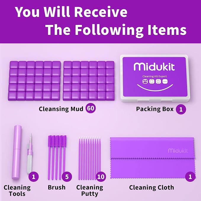 Cleaner Kit for Airpod, Phone Earbud Cleaning Putty, fit for iPhone Speaker | Cleaning Kit fit for iphone port Earbud Phone Ear Wax Dirt, Cleaning with Putty, Cleaning Pen, Cleaning Cloth & Brushes