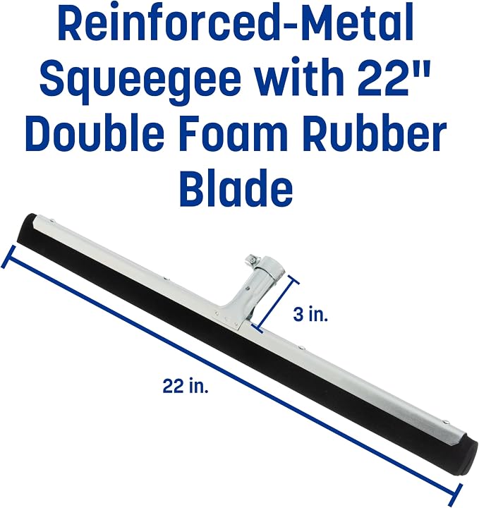 SPARTA Double-Foam Floor Squeegee, 22 Inch, Black | Soft Double-Foam Rubber, Reinforced Metal Frame, Smooth, Uneven and Grouted Floors
