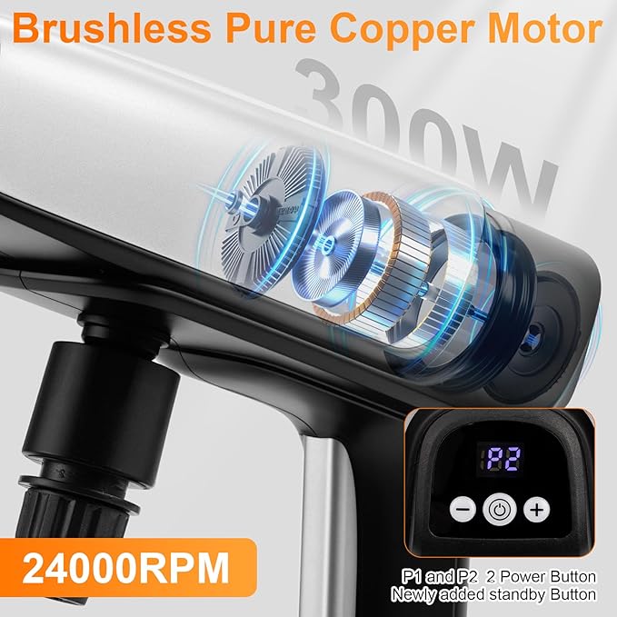 Cordless Pressure Washer Battery Powered,Portable Power Washer with 2pcs 4.5Ah Battery&Charger & 6-in-1 Nozzle (one Size)