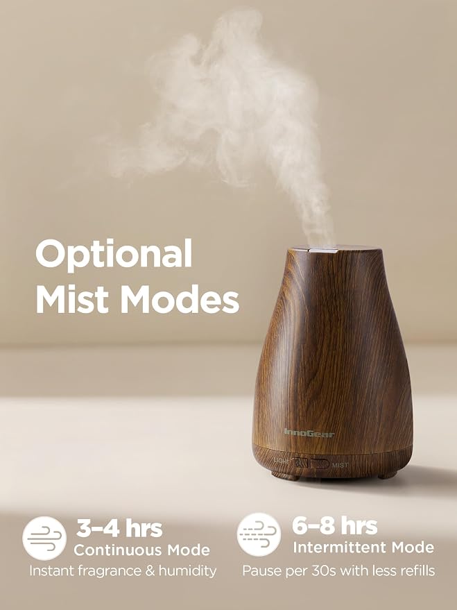 InnoGear Essential Oil Diffuser Ultrasonic Diffusers for Home Scent, Bronze | Cool Mist Humidifier, Aromatherapy, Large Room, Run up to 8hrs, Waterless Auto Off, 7 Lights, Living Room, Quiet Operation
