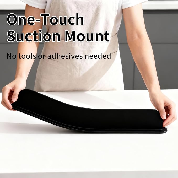 19.2inch(49cm) Silicone Sink Splash Guard, Sink Splash Guard with Suction Cup,Kitchen Sink Water Splash Guard, Kitchen Sink Splash Guard that Can Be Placed Behind (2, Black)
