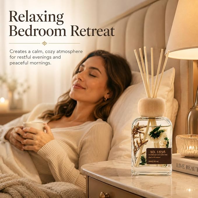 No. 1898 Reed Diffuser Inspired by Ritz Carlton,3.4FL OZ | Luxury Hotel Collection Long-lasting Fragrance for 12 weeks, Flame-free, Non-toxic,Safe for Home&Office,An Elegant Gift