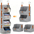 Fabric Hanging Closet Clothes Organizers and Storage Detachable 4 Tier | Hanging Clothes Organizers for Bedroom,Dorm,RV,,Camper,See Through Front Panel,Space-Saving,Can Be Separated Individually