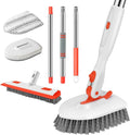 SetSail 4-in-1 Tile Tub Floor Scrubber with Floor Scrub Brush, Orange | with 3 Detachable Replacement Brush Head, Multi-Angle Cleaning Locks at 45°, 90°, 180° for Bathroom Kitchen Walls Tub Tile
