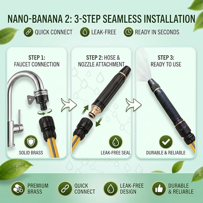 High Pressure Power Washer Nozzle with Connector Set,New Direct spray gun,Power Jet Water with Three Spray Modes, Multi Function Watering Sprayer for Cleaning Yard Pets Car (2 PCS)