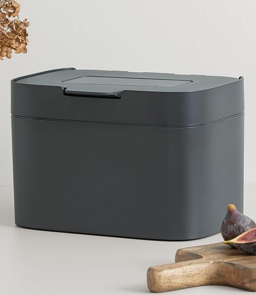 KAZAI. Compost Bin Kitchen 'Elin' | 1.2 GAL / 4.5L Countertop Compost Bin with Lid & Carbon Filter | Odor-Free, Dishwasher Safe, with Inner Bucket | Small Indoor Kitchen Composter | Graphite-Black