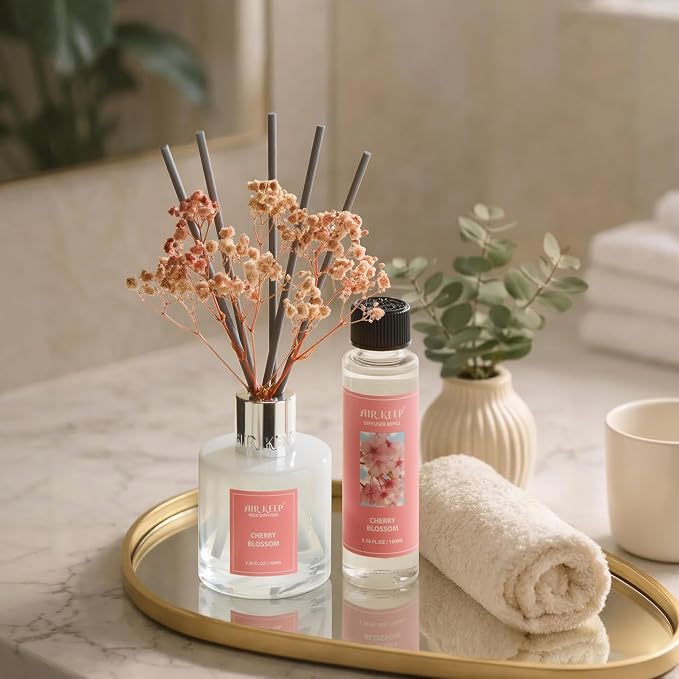 Reed Diffuser Oil Refill/Cherry Blossom/3.38 oz/1 Pack/Air Freshener & Aromatherapy Essential Oil Blend for Home Fragrance – Scented Refill Oil for Bathroom, Bedroom & Home Decor
