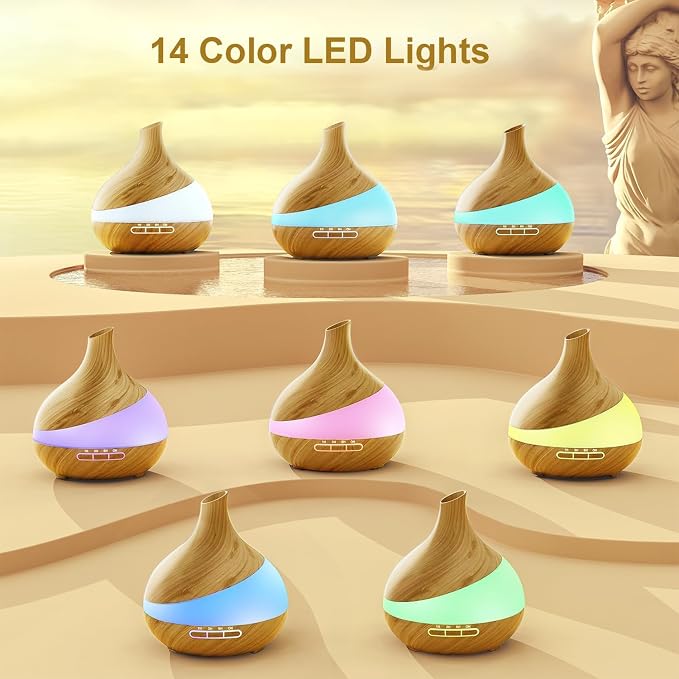 Essential Oil Diffuser for Women: 500ml with 14 Color LED | Aromatherapy Diffuser with 2 Mist Levels - Ideal for Bedroom, Office & Travel - Auto Shut-Off for Safe Sleep