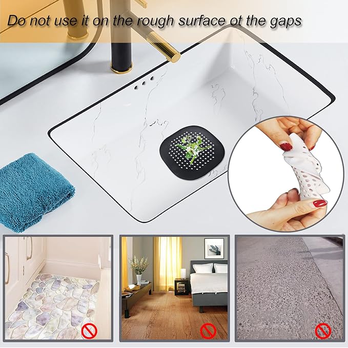 Bovinde Hair Drain Catcher Square for Shower 2 PCS (Ivory White Black) | Drainer Cover Silicone Hair Stopper with Suction Cups,Protector Accessories,Easy to Install Suit for Bathroom,Bathtub,Sink