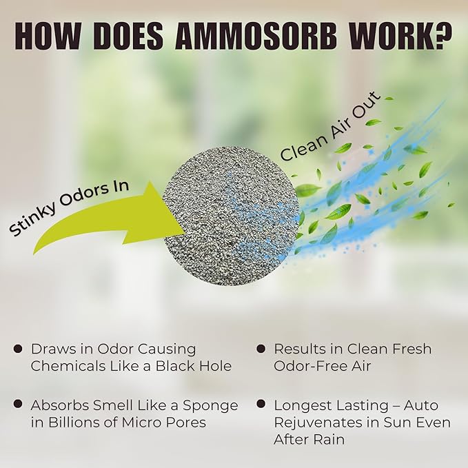 – Natural Ammonia Odor Elimination Deodorizer Granules: 2 lb. – Powerful Odor Eliminator for Strong Odor – Works as Cat Litter Deodorizer, Carpet Deodorizer, and Room Deodorizers for Home