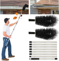 Gutter Cleaning Brush Extendable Guard Cleaner Tool with 8 Pcs Telescoping Handle Extension Pole 10ft, Gutter Cleaning Tools from The Ground for Easy Removing Leaves Debris Window Cleaner (Black)