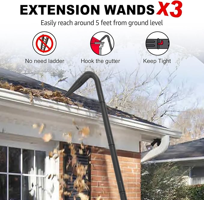 Sealegend 2-1/2 in. Gutter Cleaning Attachment Kit for Wet Dry Vac | Upgraded Locking Connection, Shop Vacuum Accessory for Cleaning or Blowing Gutter Debris, Up to 5 ft. Reach