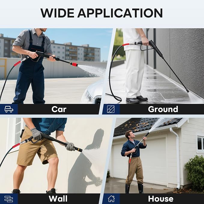 Pressure Washer Hose 25FT with 3/8 Inch Quick Connect | 4800PSI,Kink Resistant Industry Grade Steel Wire Braided, Wear Resistant Power Washer Hose with M22 14mm Adapter