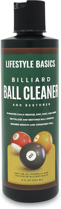 Lifestyle Basics Billiard Ball Cleaner and Restorer Polish | All-in-One Pool Ball Cleaner | Removes Chalk Residue, Dust, Dirt, and Grime