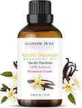 Majestic Pure Vanilla Essential Oil for Diffuser - 0.3 Fl Oz | 100% Natural Essentials Oils for Aromatherapy, Massage, Steam inhalation, Air Freshing, Soap and Candle Making